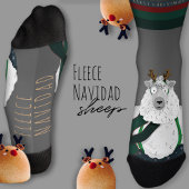 カスタマイズ可能な「Fleece Navidad」羊 おもしろ グレー ソックス