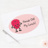 カスタマイズ可能な「Hands Off My Lunch」ラズベリー 楕円形シール (封筒)