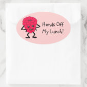 カスタマイズ可能な「Hands Off My Lunch」ラズベリー 楕円形シール (バッグ)