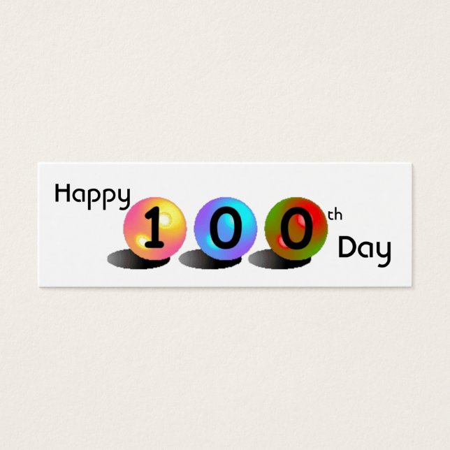 カスタマイズ可能な「Happy 100th Day」ミニブックマーカー (正面)