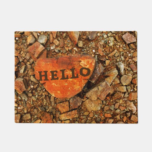 カスタマイズ可能な「HELLO」ストーン ドアマット (正面)