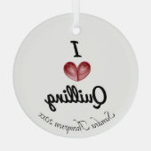 カスタマイズ可能な「Iハートクイリング」キープサケ ガラスオーナメント (裏面)