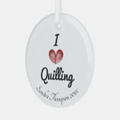 カスタマイズ可能な「Iハートクイリング」キープサケ ガラスオーナメント (正面左)