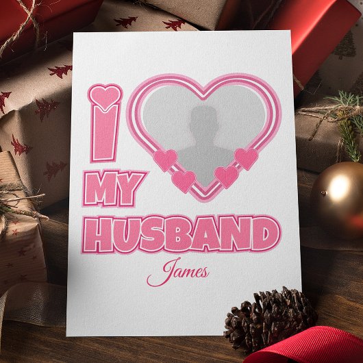 カスタマイズ可能な I Love My Husband – 写真と名前を追加 シーズンカード