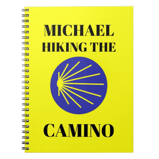 カスタマイズ可能な「Michael Hiking the Camino」 ノートブック (正面)