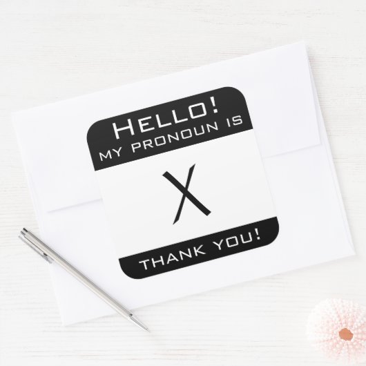 カスタマイズ可能な"My prounoun"スタンプ スクエアシール (封筒)