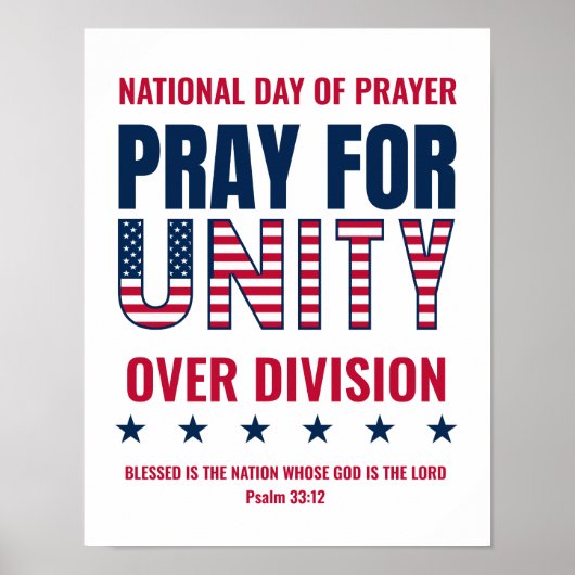カスタマイズ可能な「PRAY FOR UNITY」国祈祷の日 ポスター (正面)