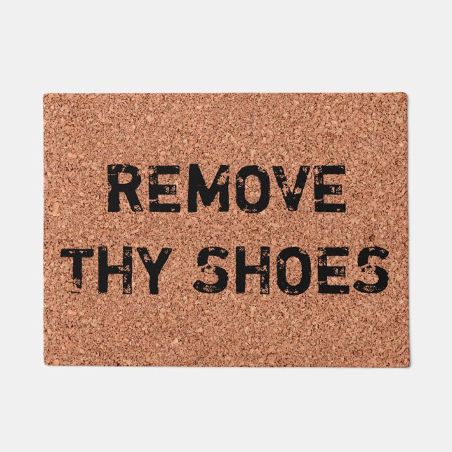 カスタマイズ可能な「Remove Thy Shoes」カッコいいおもしろい ドアマット (正面)