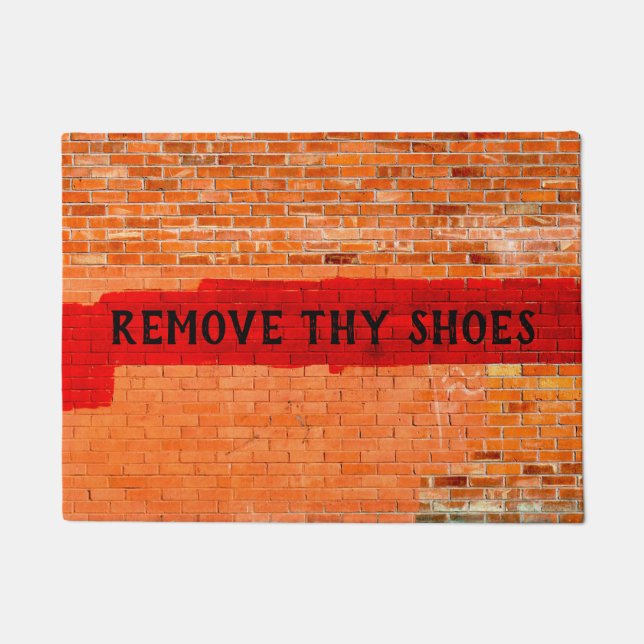カスタマイズ可能な「Remove Thy Shoes」カッコいいおもしろい ドアマット (正面)