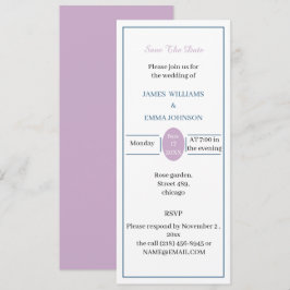 カスタマイズ可能な Save The Date シンプル ローズとブルー 招待状