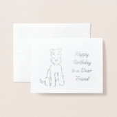 カスタマイズ可能なAiredale Terrier Sketch 箔カード (封筒付き正面)