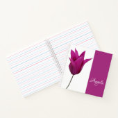 カスタマイズ可能なAngela名の可愛いピンクのチューリップの花柄 ノートブック (内部)