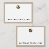 カスタマイズ可能なBeige Linenプリントロゴ会社名 ノートカード (正面/裏面)