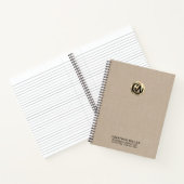 カスタマイズ可能なBeige Linen Notebook金ゴールドロゴ ノートブック (内部)