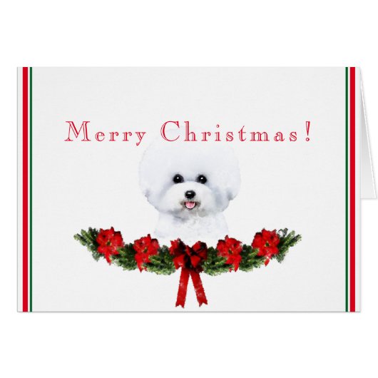 カスタマイズ可能なBichon Friseの休日カード (正面横)