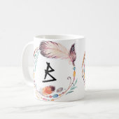 カスタマイズ可能なBohoのモノグラムのコーヒー・マグ コーヒーマグカップ (正面左)