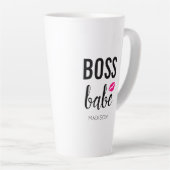 カスタマイズ可能なBoss Babe | ピンクキス | ピンクリップ カフェラテマグ (右アングル)