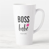 カスタマイズ可能なBoss Babe | ピンクキス | ピンクリップ カフェラテマグ (右)