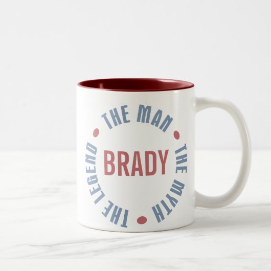 カスタマイズ可能なBradyの人の神話の伝説 ツートーンマグカップ (右)