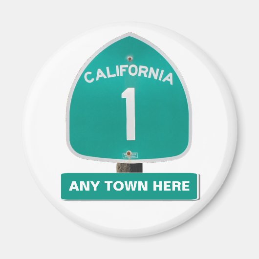 カスタマイズ可能なCA Highway 1 "Any Town Here"マグネット マグネット (正面)