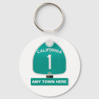 カスタマイズ可能なCA Highway 1 "Any Town Here" Keychain キーホルダー