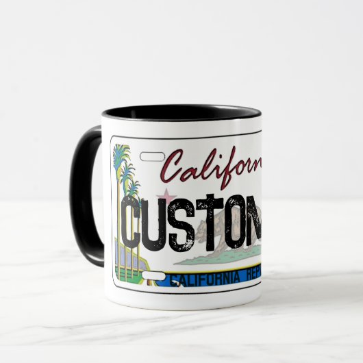 カスタマイズ可能なCaliforniaライセンスプレートログ マグカップ (正面左)