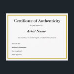 カスタマイズ可能なCertificate of Authenticity for Art ポストカード<br><div class="desc">絵画、スケッチ、彫刻などのオリジナルのアートワークを含むアーティストのためのカスタマイズ可能なCertificate of Authenticityカード。カードに名前を追加し、マットカードストックを選択し書てペンやマーカーで簡単に装着できるようにする。私は画家であり、自分の真偽証書に同様の詰め込み可能なスタイルを使用しているが、これは他のアーティストにも役に立つかもしれない。探感謝していしろ！</div>