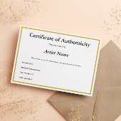 カスタマイズ可能なCertificate of Authenticity for Art 案内状