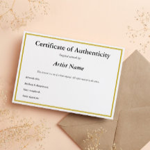 カスタマイズ可能なCertificate of Authenticity for Art
