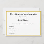 カスタマイズ可能なCertificate of Authenticity for Art 案内状 (正面)