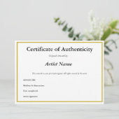 カスタマイズ可能なCertificate of Authenticity for Art 案内状 (スタンド正面)