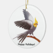 カスタマイズ可能なCockatielのオウムのオーナメント セラミックオーナメント (左)