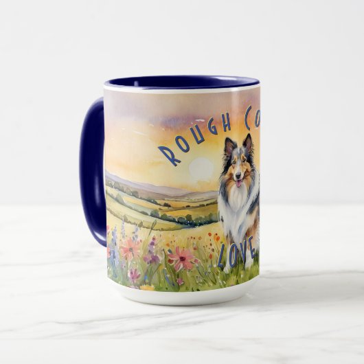 カスタマイズ可能なCollie Love Mug、お客様のSipをカスタマイズ マグカップ (正面左)