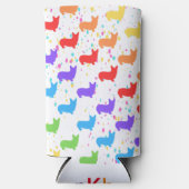 カスタマイズ可能なCorgi、パモノグラムのーティの好意 スリム缶クーラー (正面)