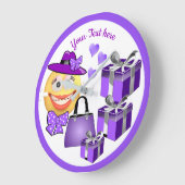 カスタマイズ可能なCuteファッション絵文字とショッピング ラージ壁時計 (傾斜)