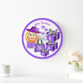 カスタマイズ可能なCuteファッション絵文字とショッピング ラージ壁時計 (ホーム)