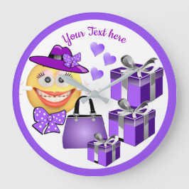 カスタマイズ可能なCuteファッション絵文字とショッピング ラージ壁時計