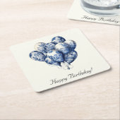 カスタマイズ可能なDelft Blue Balloons スクエアペーパーコースター (アングル)