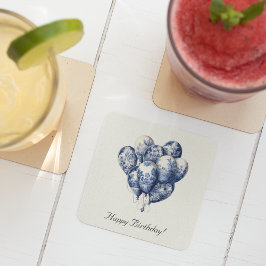 カスタマイズ可能なDelft Blue Balloons スクエアペーパーコースター