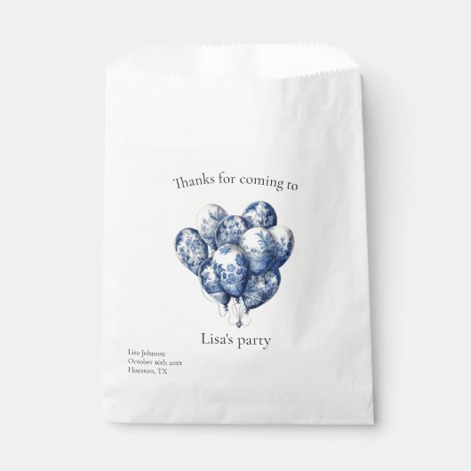 カスタマイズ可能なDelft Blue Balloons フェイバーバッグ (正面)