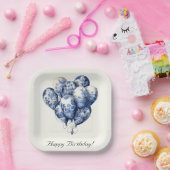 カスタマイズ可能なDelft Blue Balloons ペーパープレート (パーティー)