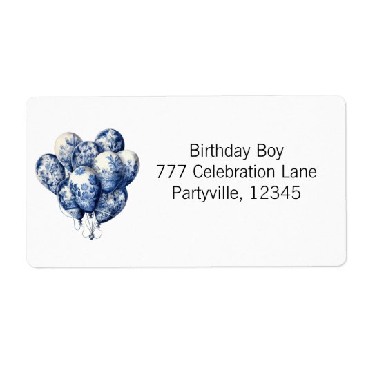 カスタマイズ可能なDelft Blue Balloons ラベル (正面)