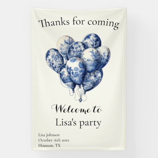 カスタマイズ可能なDelft Blue Balloons 横断幕 (縦)