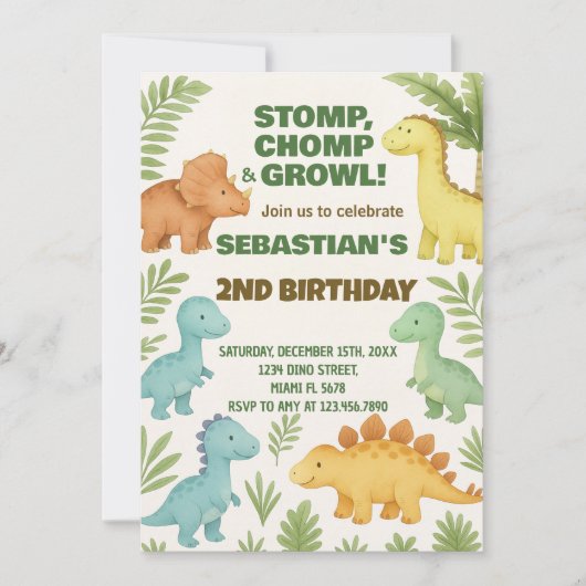 カスタマイズ可能なDinoパーティー招待状 シーズンカード (正面)