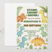 カスタマイズ可能なDinoパーティー招待状 シーズンカード (正面/裏面)