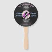 カスタマイズ可能なDisco結婚式 プログラム ハンドファン (正面)