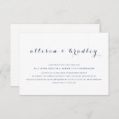 カスタマイズ可能なDusty Navyスクリプト結婚式招待状 招待状 (正面/裏面)