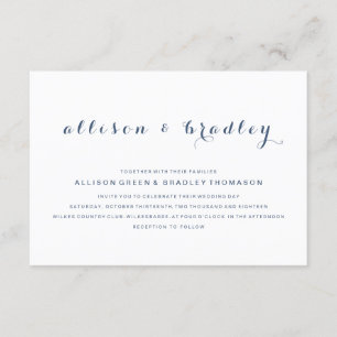 カスタマイズ可能なDusty Navyスクリプト結婚式招待状 招待状