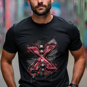 カスタマイズ可能なEdgy Graffitiモノグラム文字「X」 Tシャツ