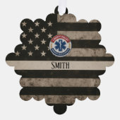 カスタマイズ可能なEMSシンボルアメリカ国旗 オーナメントカード (正面)